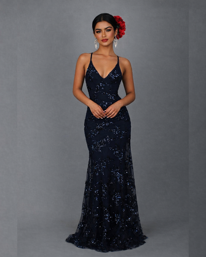 Vestido Largo de Lentejuelas Elegante