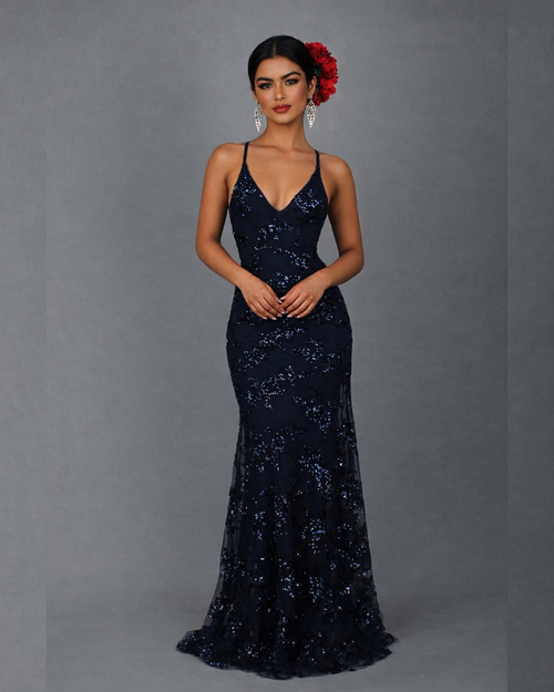 Vestido Largo de Lentejuelas Elegante