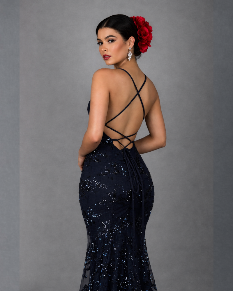 Vestido Largo de Lentejuelas Elegante