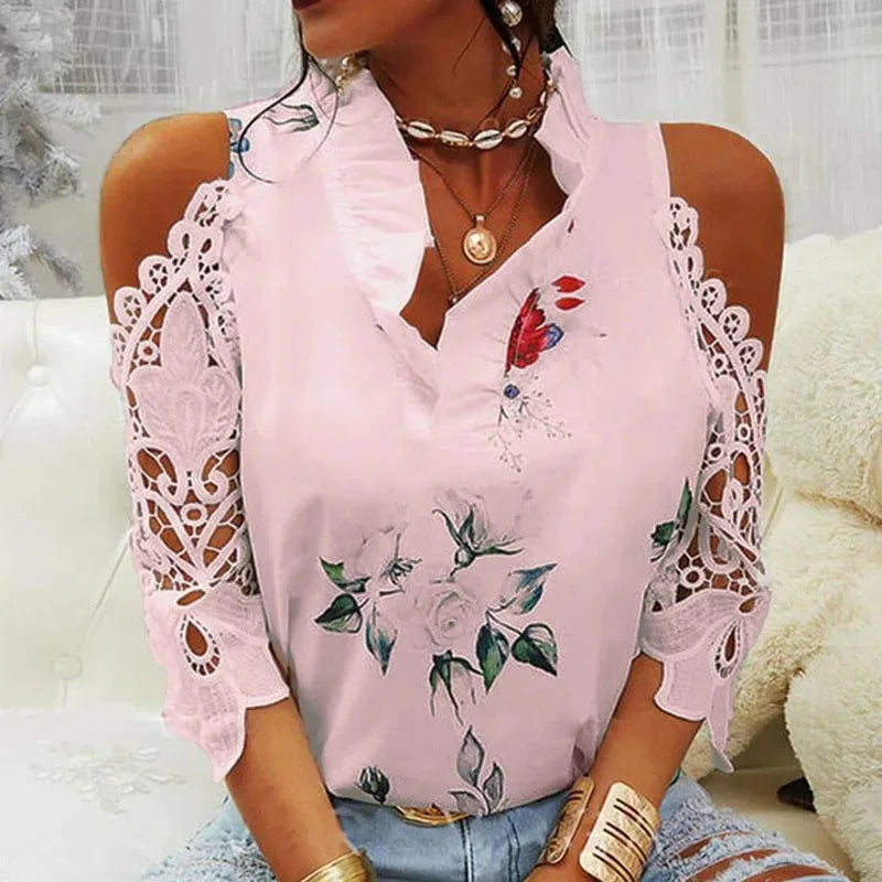 Blusa con hombros descubiertos y encaje – Alba