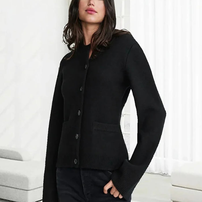 Cárdigan beige de punto fino – Renata