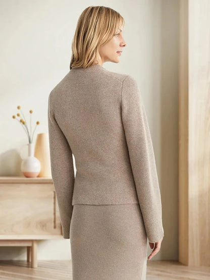 Cárdigan beige de punto fino – Renata