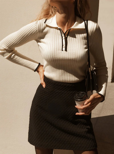 Suéter acanalado con cierre – Avera