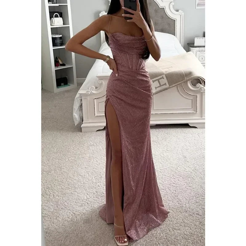 Vestido largo con abertura lateral – Amelie